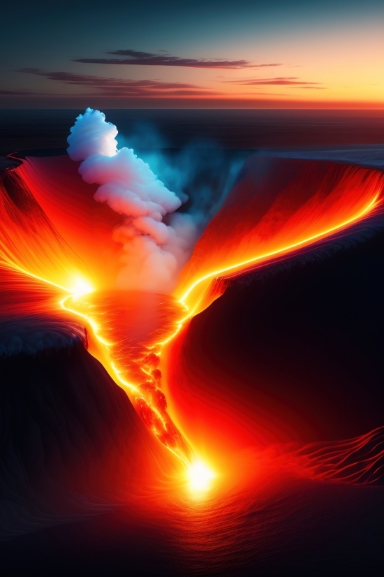 Fractal, Volcano, Light, Art, Blaze, Fantasy