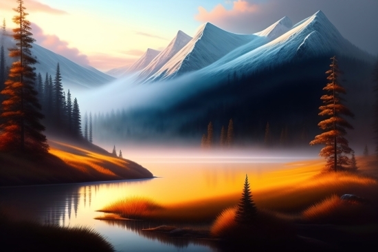Free Ai Art Generator Browser, Sunset, Sun, Sky, Landscape, Horizon