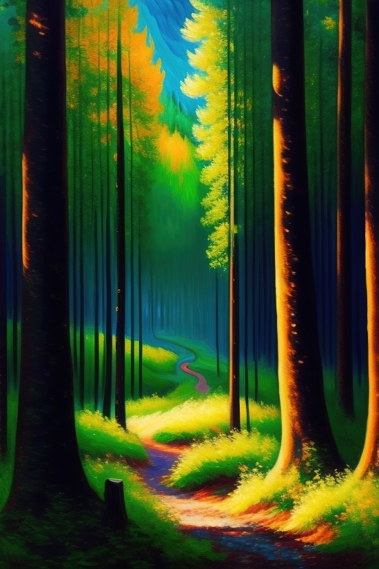 Free Ai Image Art Generator, Colorful, Forest, Aquatic, Light, Landscape
