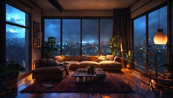 Furniture, Table, Building, Property, Plant, Couch