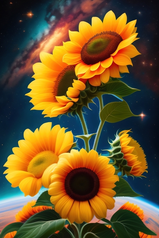 Generate Photo Ai, Sunflower, Flower, Petal, Yellow, Plant