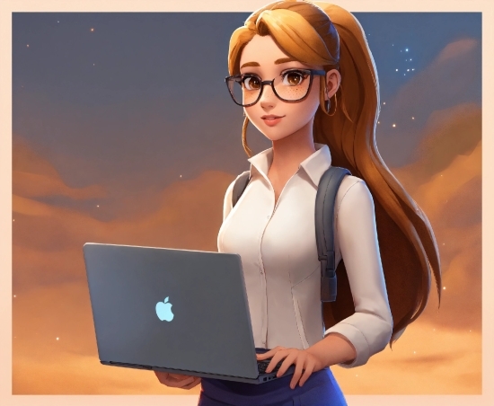 Glasses, Hairstyle, Cartoon, Computer, Personal Computer, Sleeve