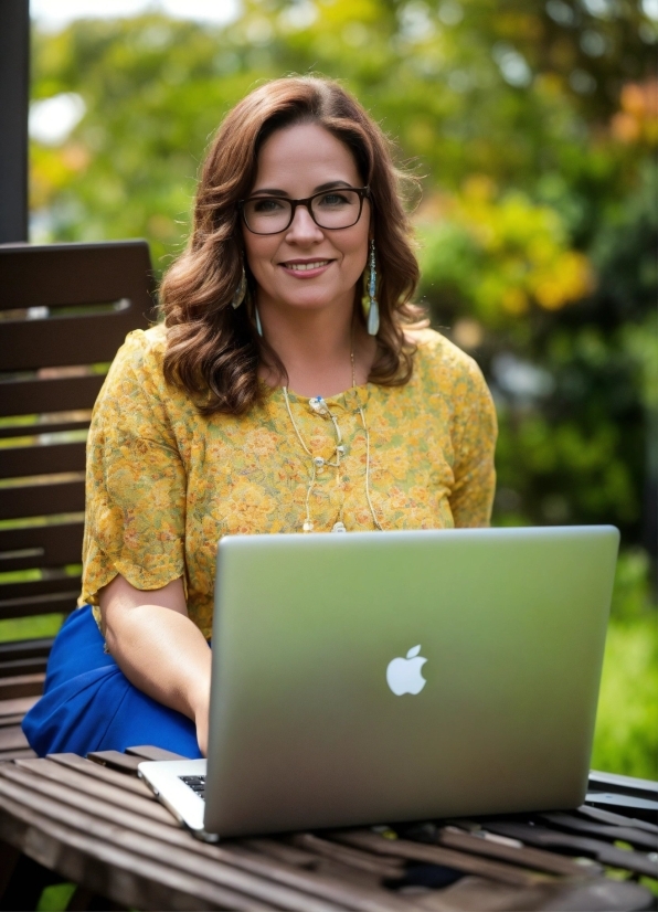 Glasses, Smile, Computer, Laptop, Hairstyle, Personal Computer