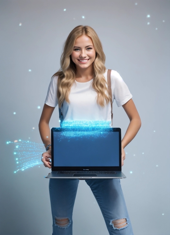 Hair, Smile, Joint, Shoulder, Personal Computer, Azure