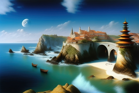 Image Of Ai, Sea, Sky, Water, Landscape, Beach