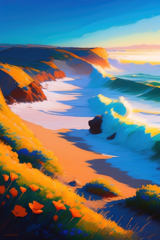 Image To Ai Art, Dune, Sunset, Sun, Orange, Sky