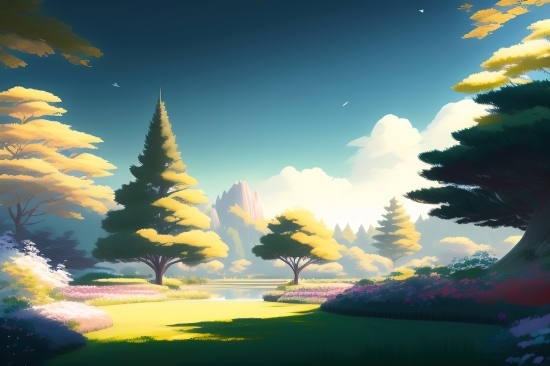 Island, Landscape, Sky, Summer, Tree, Meadow