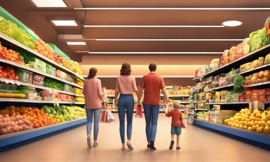 Jeans, Food, Shelf, Natural Foods, Customer, Convenience Store