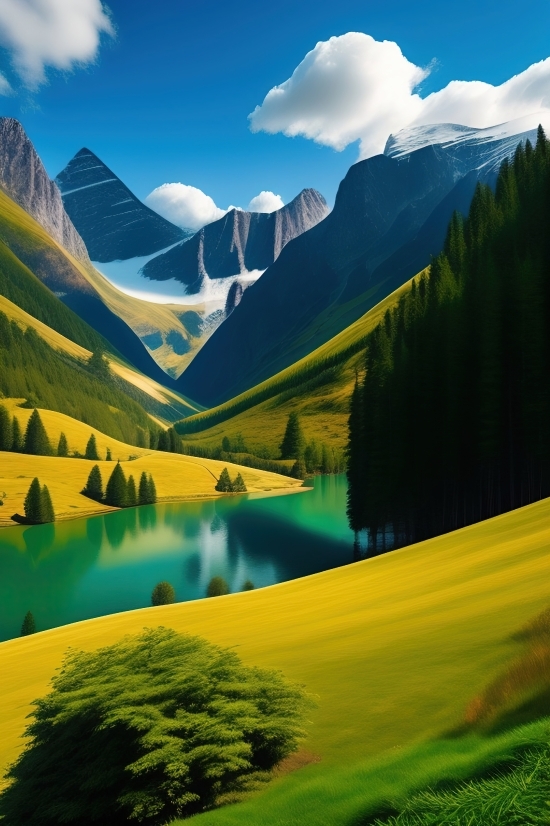 Lake, Body Of Water, Landscape, Canyon, Valley, Mountain