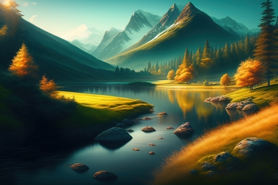Lake, Body Of Water, Reflection, Landscape, Mountain, Sky