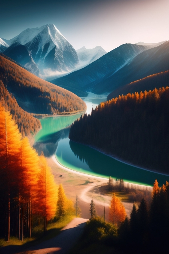 Lake, Landscape, Mountain, Body Of Water, Canyon, Sky