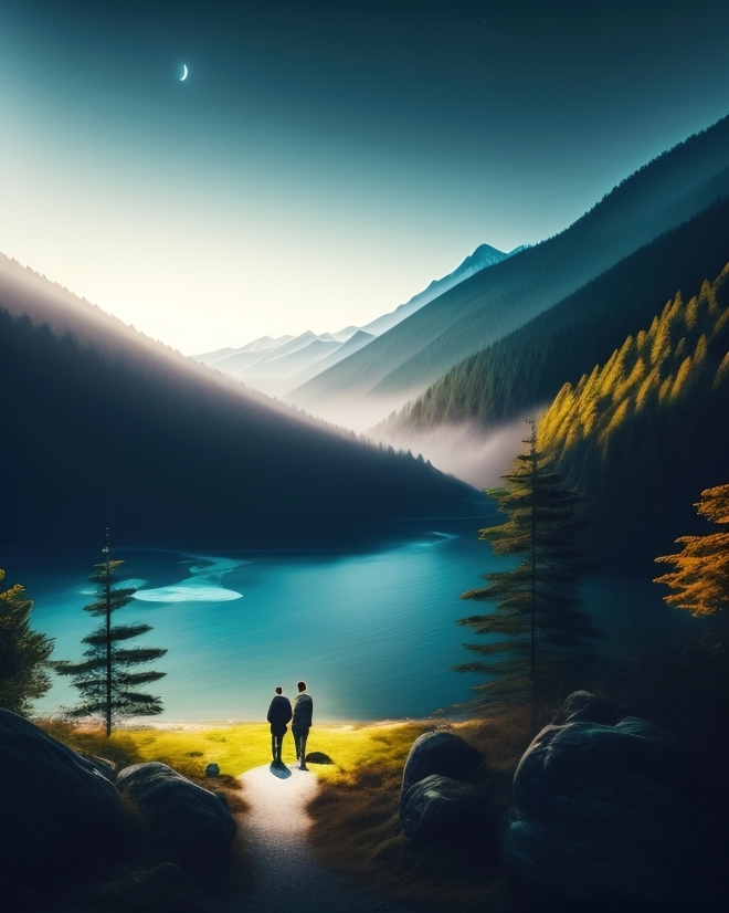 Lake, Landscape, Sky, Mountain, Water, Reflection