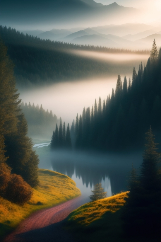 Lake, Landscape, Sky, Water, Reflection, River