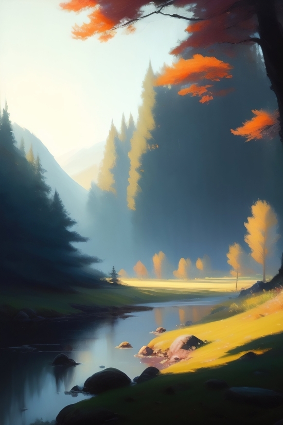 Lake, Sunset, Sun, Sky, Landscape, Sunrise
