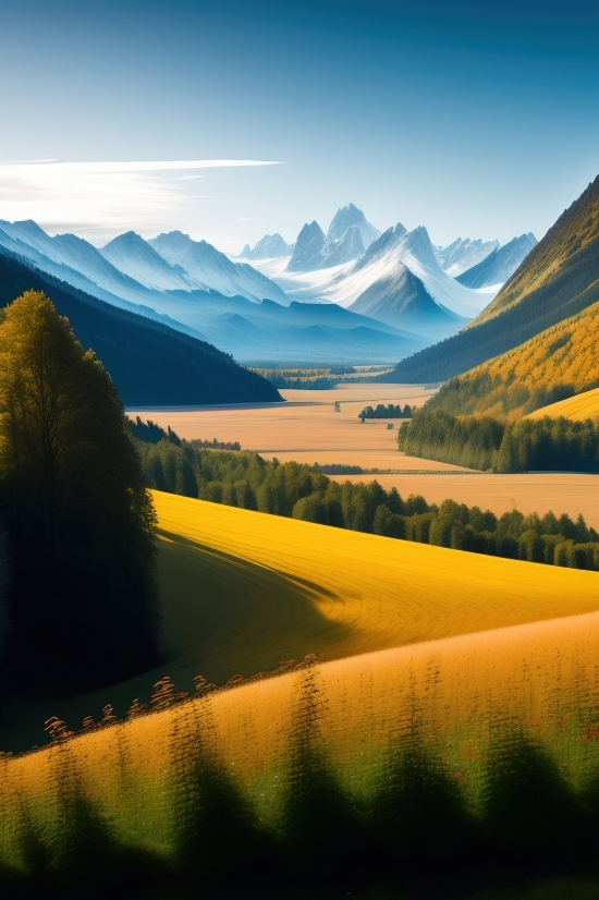 Landscape, Mountain, Mountains, Sky, Forest, Range