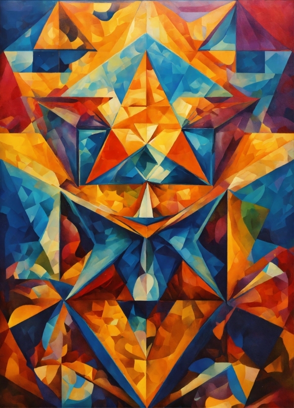 Leaf, Azure, Triangle, Textile, Orange, Art