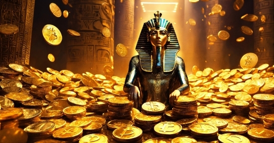 Light, Coin, Art, Metal, Statue, Money