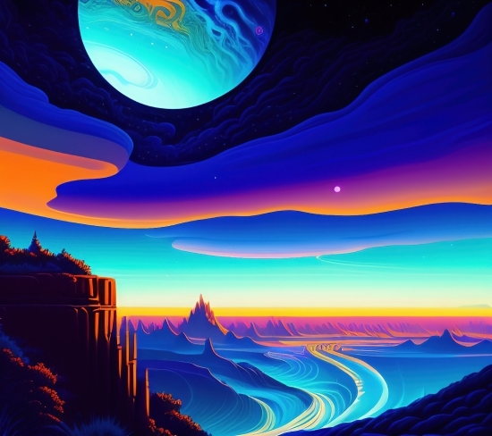 Light, Moon, Wallpaper, Digital, Art, Design