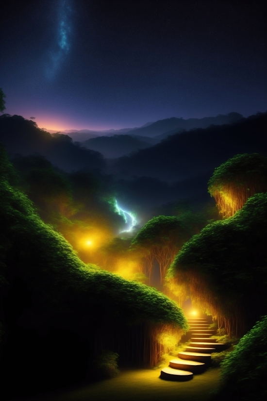 Lighting, Landscape, Mountain, Sky, Apparatus, Sunset