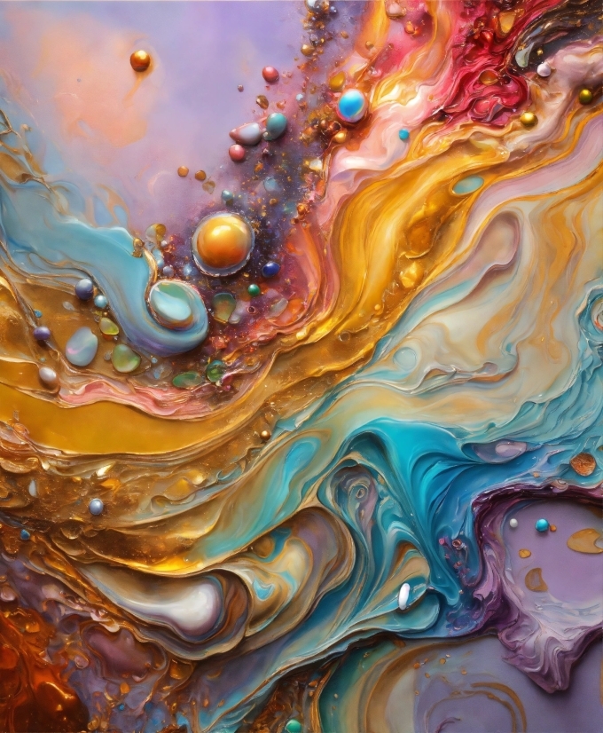 Liquid, Art Paint, Water, Azure, Fluid, Organism