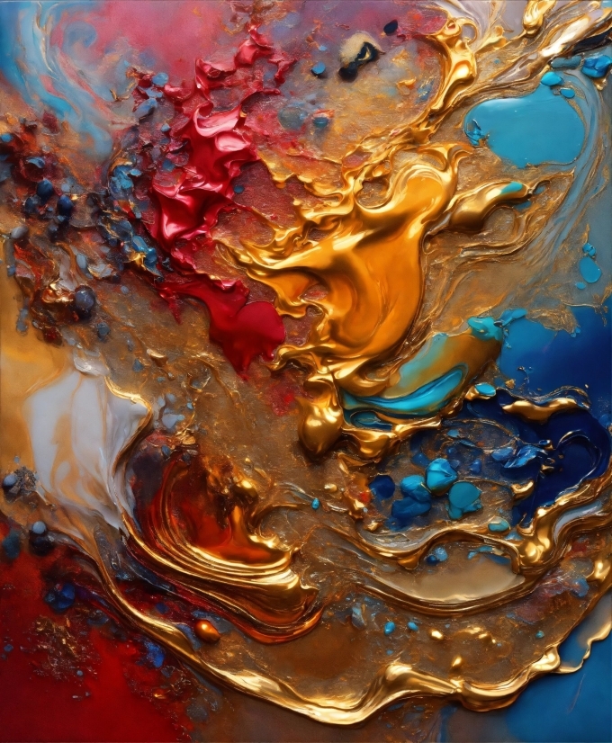 Liquid, Fluid, Amber, Paint, Art, Electric Blue