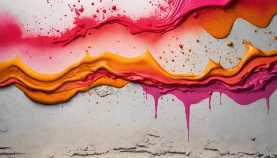Liquid, Paint, Orange, Pink, Painting, Art