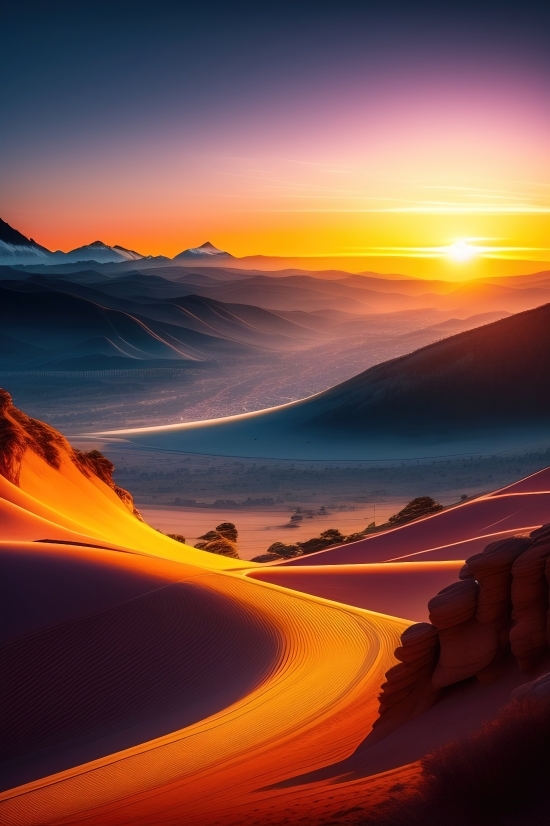 Make Your Own Ai Art, Dune, Sand, Sunset, Landscape, Sky