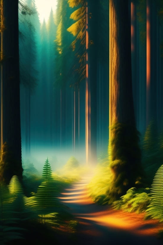 Midjourney Ai Model, Forest, Sun, Tree, Landscape, Structure