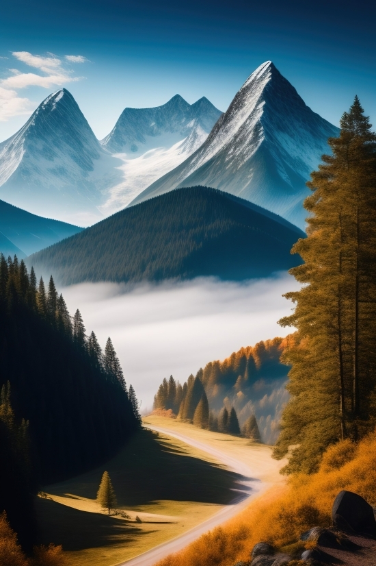 Midjourney Pixel Art, Mountain, Landscape, Snow, Lake, Mountains