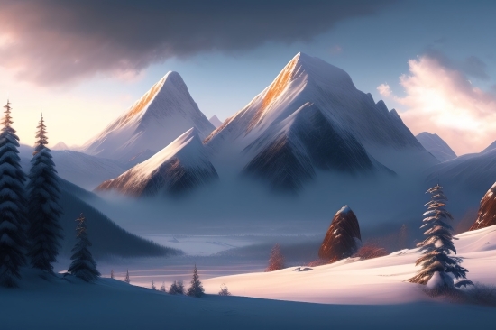 Mountain, Landscape, Snow, Mountains, Sky, Travel