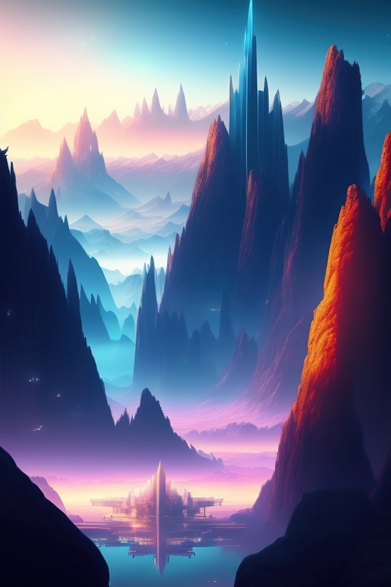 Mountain, Landscape, Sun, Sky, Star, Glacier