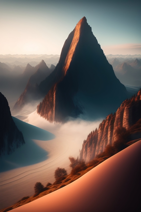 Mountain, Volcano, Landscape, Natural Elevation, Sky, Mountains
