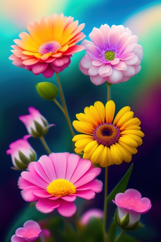 Nvidia Ai Painting, Pollen, Flower, Pink, Daisy, Floral