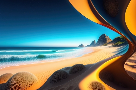Online Ai Image Generator, Dune, Sand, Sea, Sunset, Sky