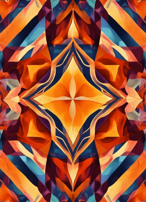 Orange, Textile, Triangle, Art, Line, Symmetry