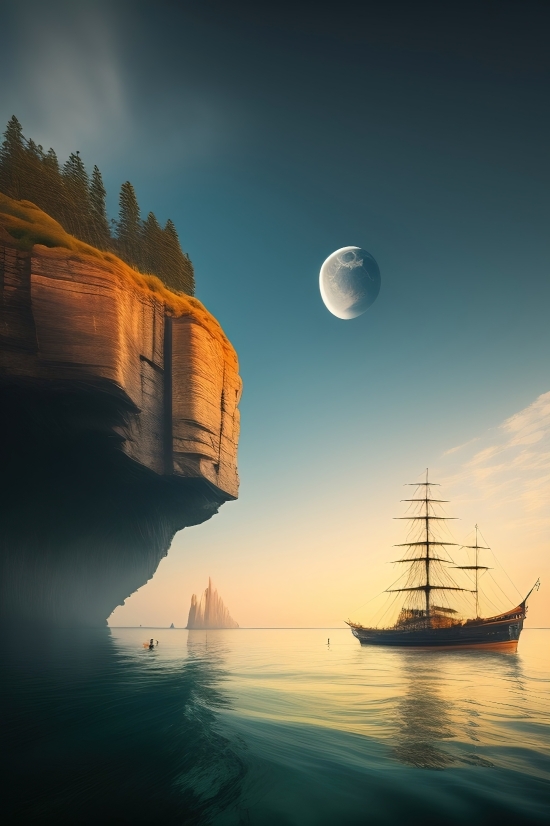 Pirate, Ship, Sky, Vessel, Boat, Sea
