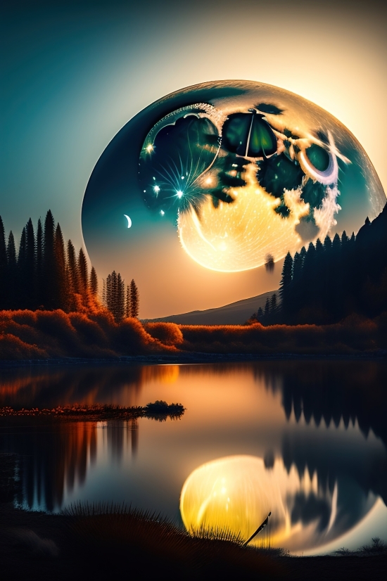 Planet, Reflection, Globe, Moon, Picture, World