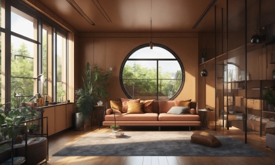 Plant, Building, Couch, Window, Houseplant, Wood