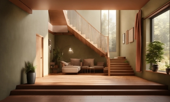 Plant, Building, Stairs, Window, Wood, Interior Design