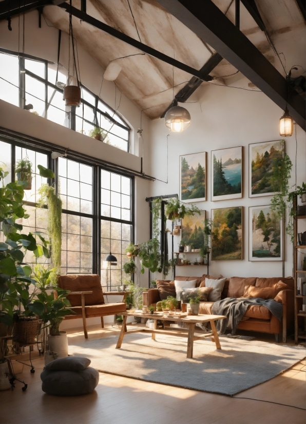 Plant, Property, Furniture, Window, Flowerpot, Wood