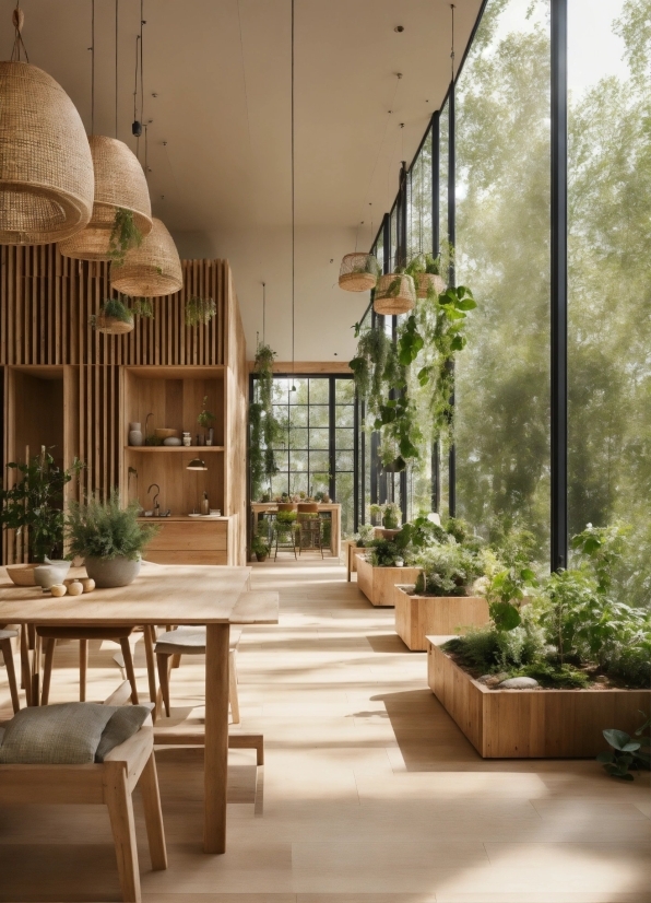 Plant, Table, Wood, Interior Design, Building, Shade