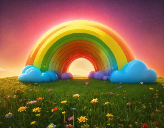 Rainbow, Atmosphere, Daytime, Plant, Sky, Light