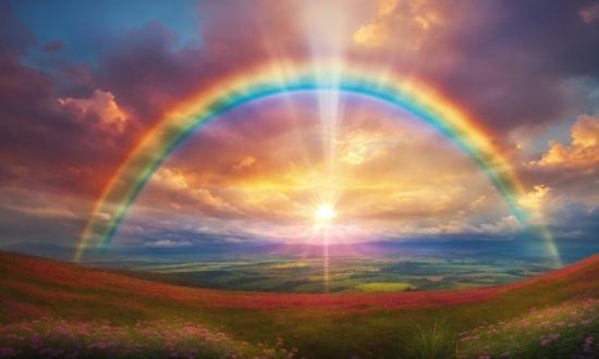 Rainbow, Cloud, Sky, Plant, Eye, Ecoregion