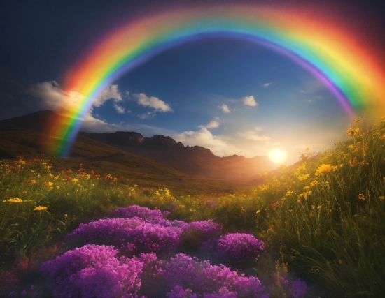Rainbow, Plant, Sky, Ecoregion, Cloud, Light