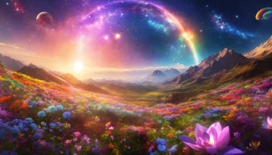 Rainbow, Sky, Plant, Flower, Ecoregion, Light