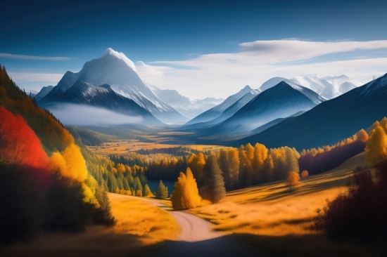 Range, Mountain, Landscape, Sky, Glacier, Mountains