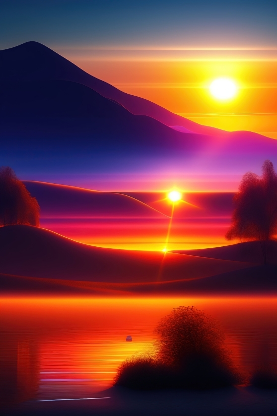 Realistic Art Generator, Sun, Star, Celestial Body, Sunset, Sky