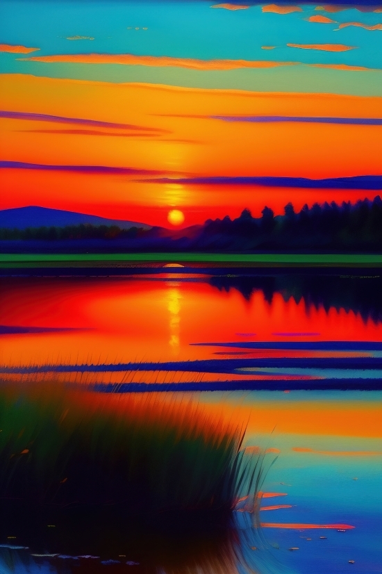 Reflection, Sun, Sunset, Sky, Water, Sunrise