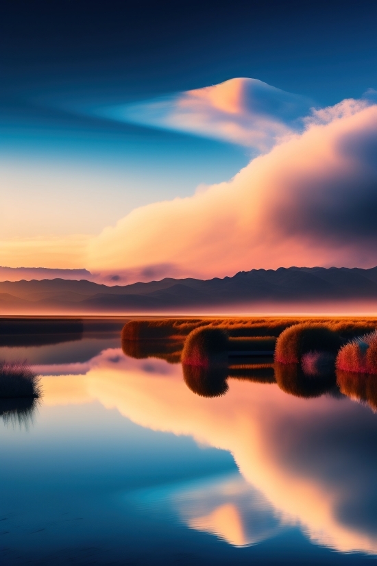 Reflection, Sunset, Sky, Water, Sun, Landscape