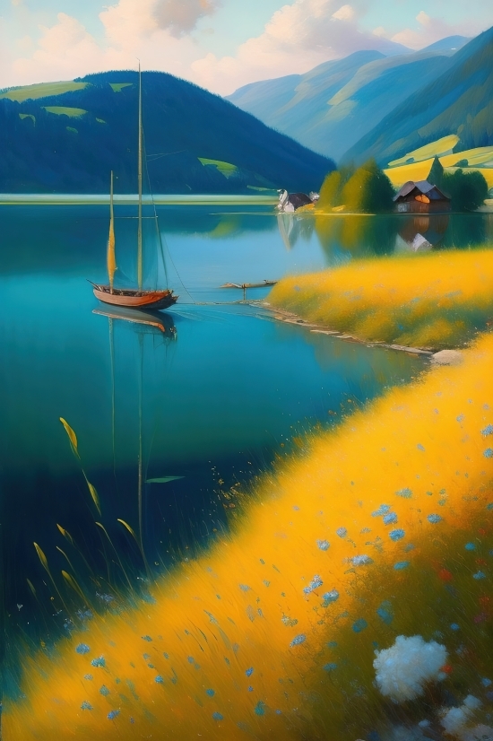 Reflection, Sunset, Sky, Water, Sun, Landscape